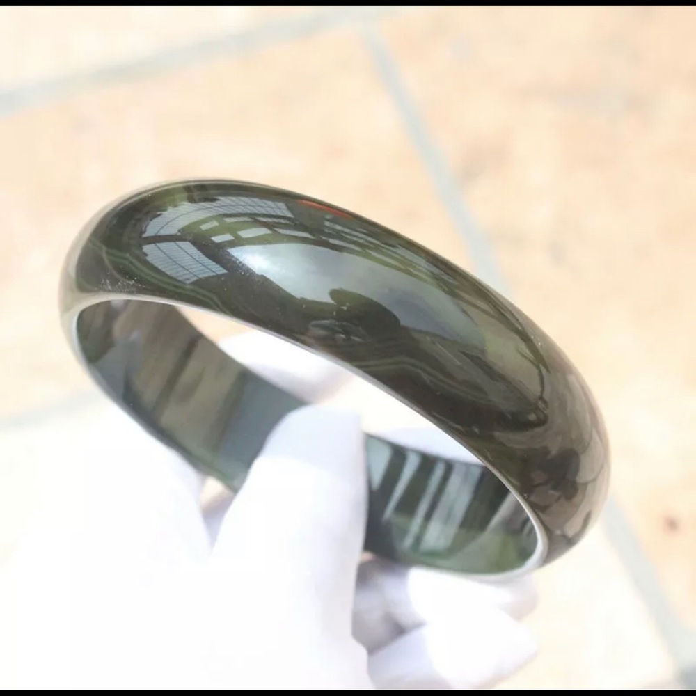 80mm Natural Agate Jade  dark green thick bangle